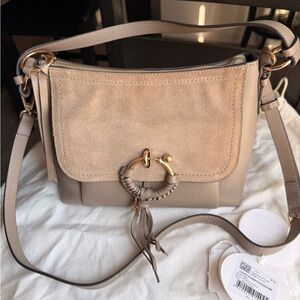 See by Chloe Joan Motty Grey Leather Shoulder Crossbody Bag NEW!
